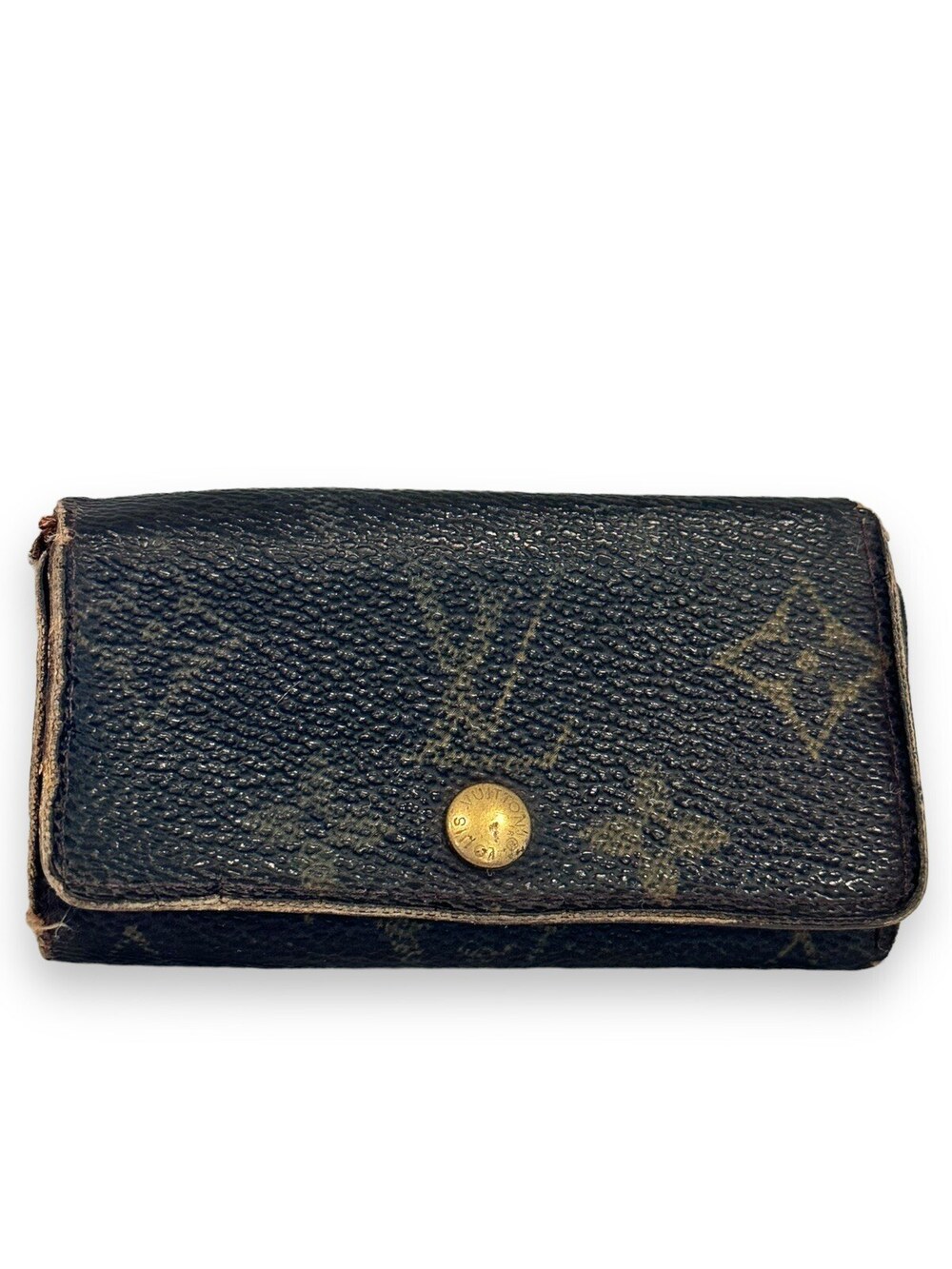 Louis Vuitton Monogram Wallet Trifold Key Holder 4 Hook Leather Vintage TK0022